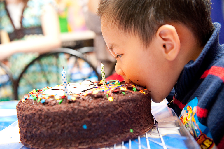 Jayden Eating his birthday cake at Chucky Cheese